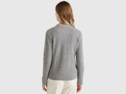 Knit jacket in wool and cashmere blend