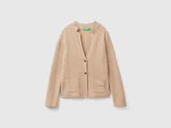 Knit jacket in wool and cashmere blend