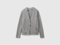 Knit jacket in wool and cashmere blend