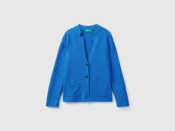 Knit jacket in wool and cashmere blend