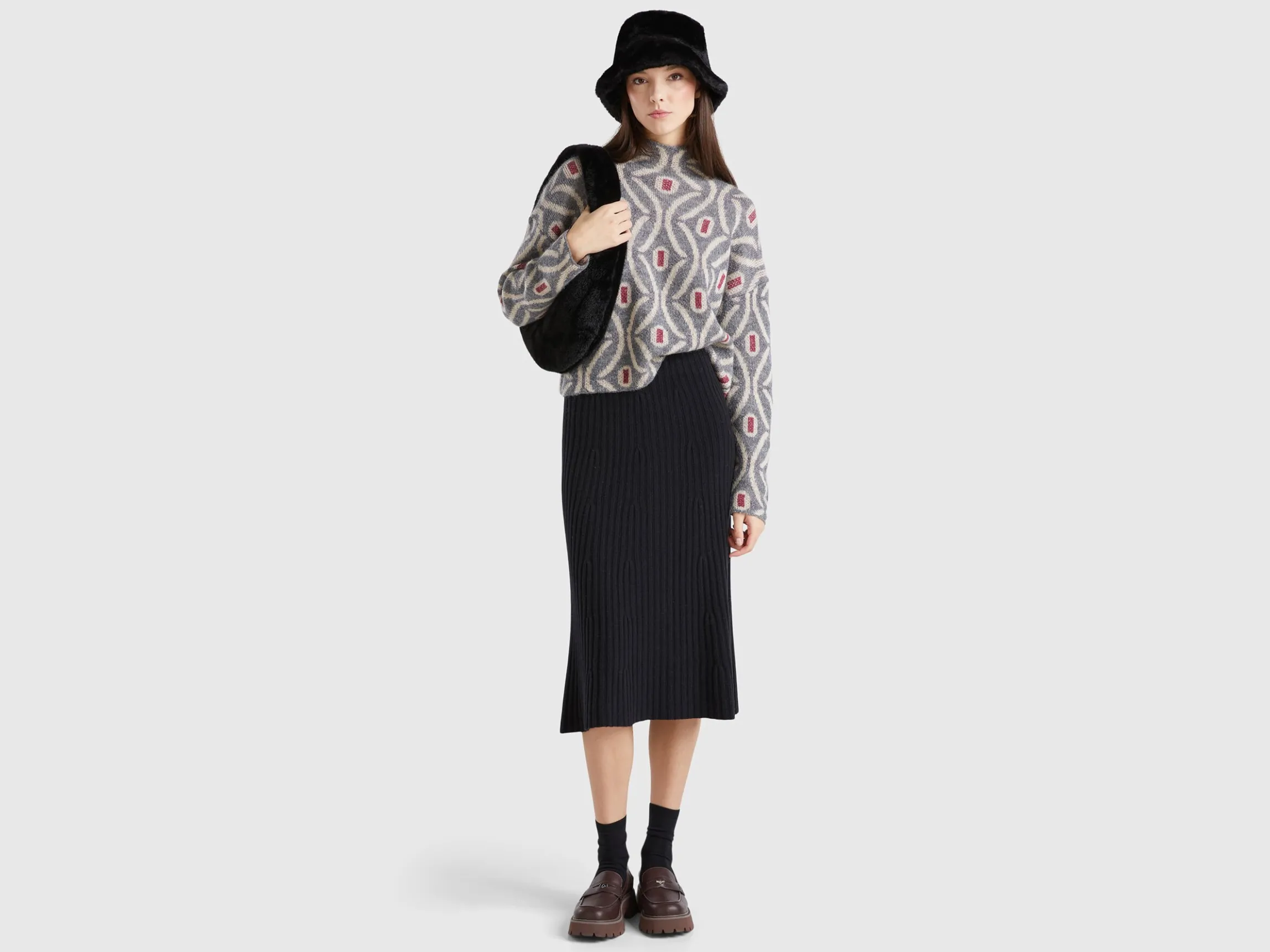 Knit midi skirt