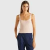 Knitted tank top with square neckline