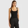Knitted tank top with square neckline