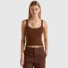 Knitted tank top with square neckline