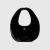 Large crescent moon bag in faux fur