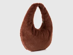 Large crescent moon bag in faux fur