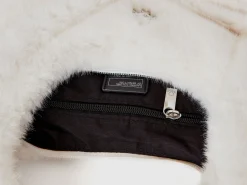 Large crescent moon bag in faux fur