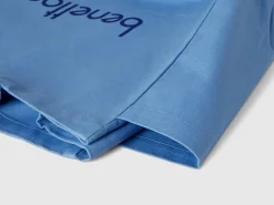Light blue tote bag in pure cotton
