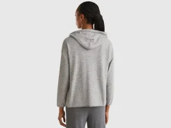 Light gray cashmere blend sweater with hood