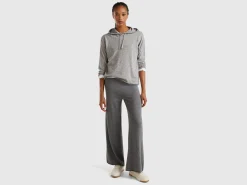 Light gray cashmere blend sweater with hood