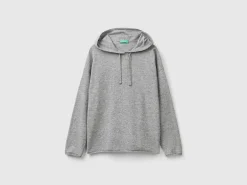 Light gray cashmere blend sweater with hood