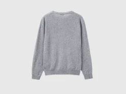 Light gray crew neck sweater in Merino wool