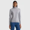 Light gray turtleneck in pure Merino wool