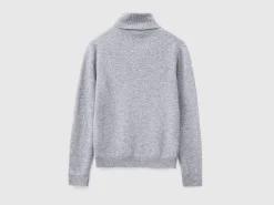 Light gray turtleneck in pure Merino wool