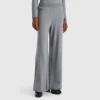 Light gray wide leg trousers in cashmere and wool blend