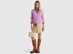 Lilac cardigan in pure Merino wool