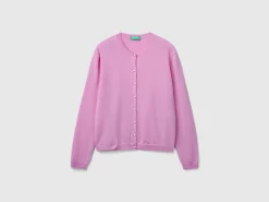 Lilac cardigan in pure Merino wool