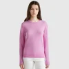 Lilac crew neck sweater in pure Merino wool