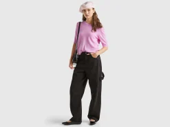 Lilac short sleeve sweater in pure Merino wool