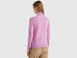 Lilac turtleneck sweater in pure Merino wool