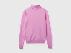 Lilac turtleneck sweater in pure Merino wool