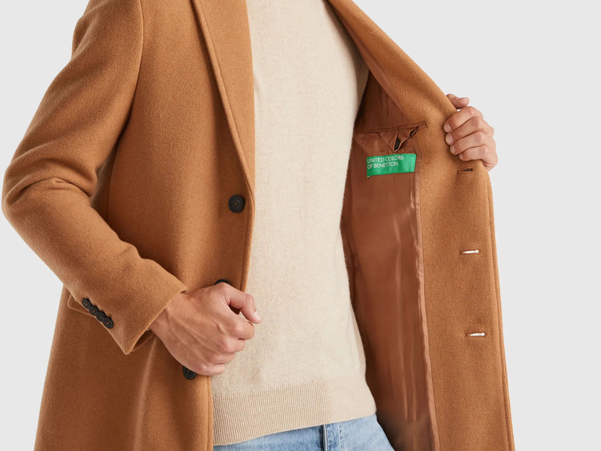Lined coat in wool blend