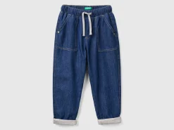 Lined joggers in denim