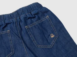 Lined joggers in denim