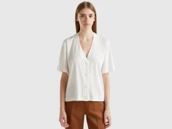 Linen blend cardigan-style t-shirt