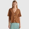 Linen blend cardigan-style t-shirt