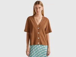 Linen blend cardigan-style t-shirt
