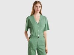 Linen blend cardigan-style t-shirt