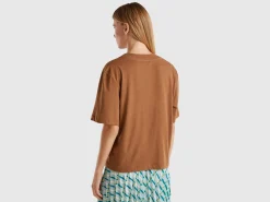 Linen blend cardigan-style t-shirt