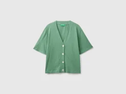 Linen blend cardigan-style t-shirt