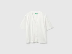 Linen blend cardigan-style t-shirt