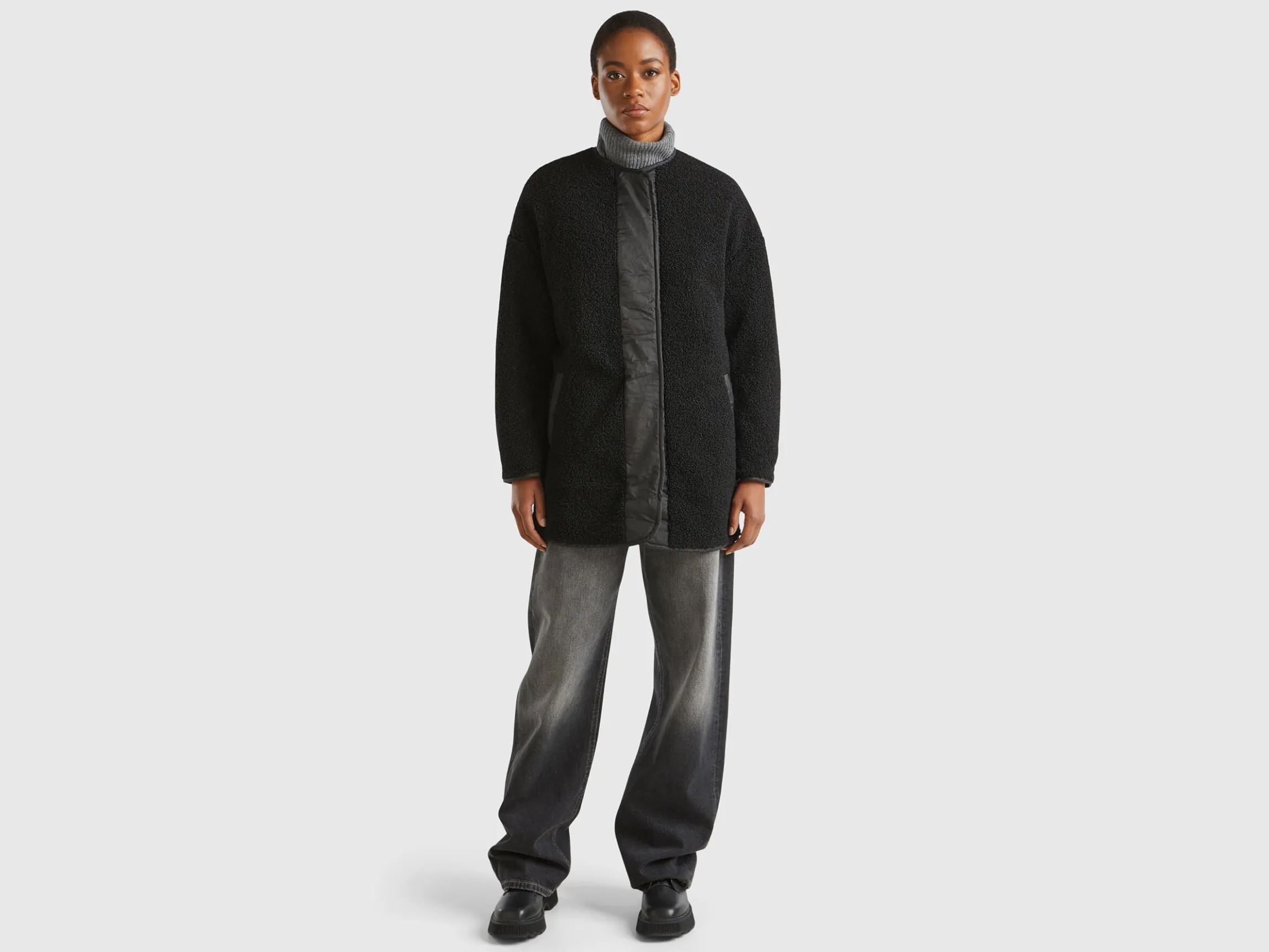 Long bomber jacket in nylon