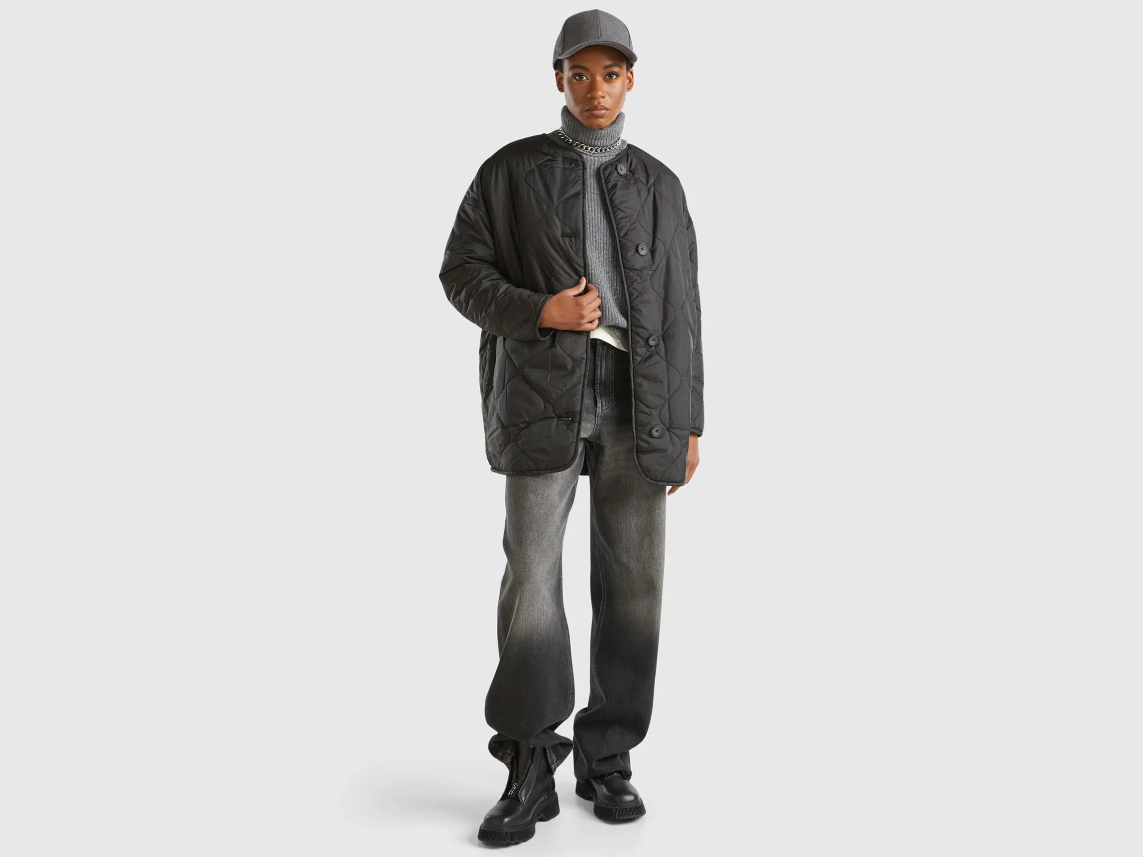 Long bomber jacket in nylon