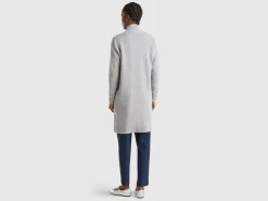 Long cardigan in pure Shetland wool