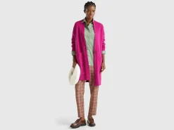 Long cardigan in pure Shetland wool