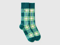 Long green tartan socks