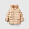 Long padded jacket in glossy nylon