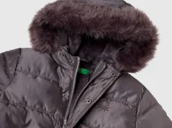 Long padded jacket in glossy nylon