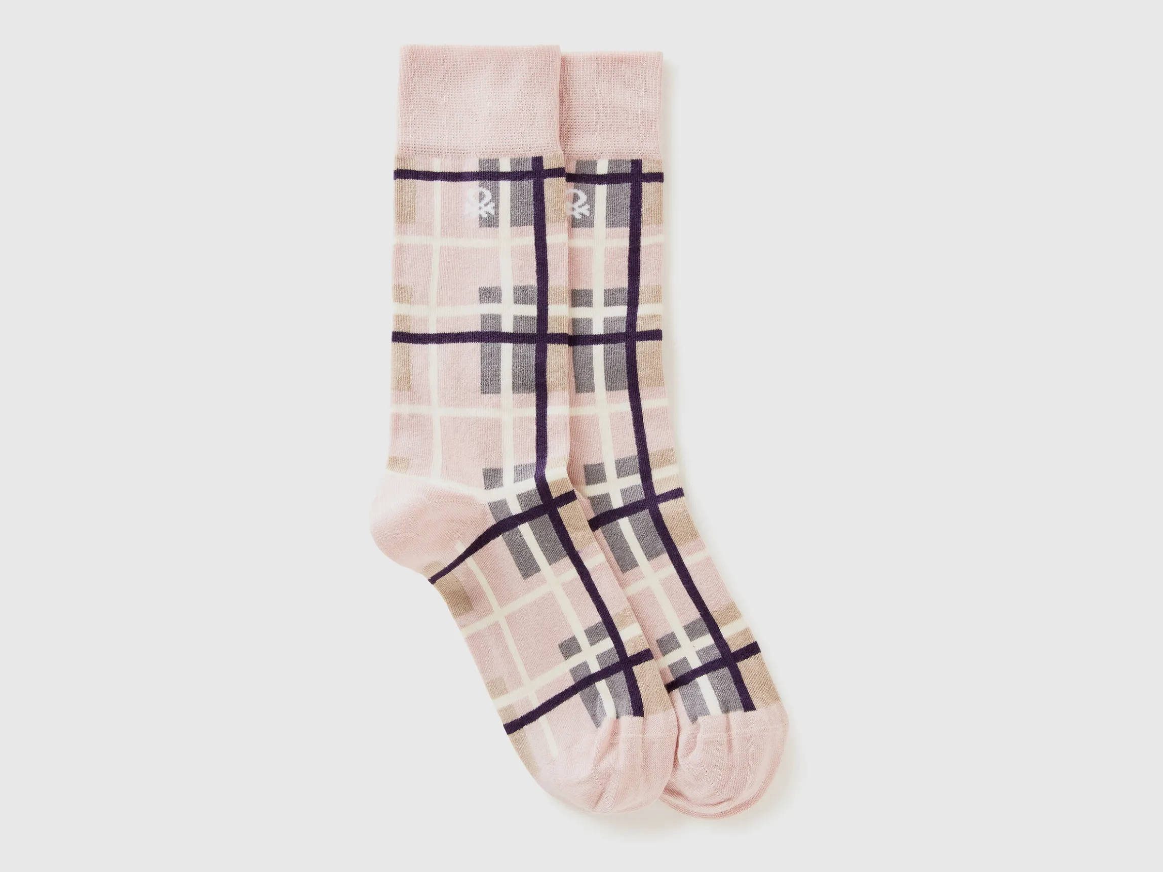 Long pink tartan socks