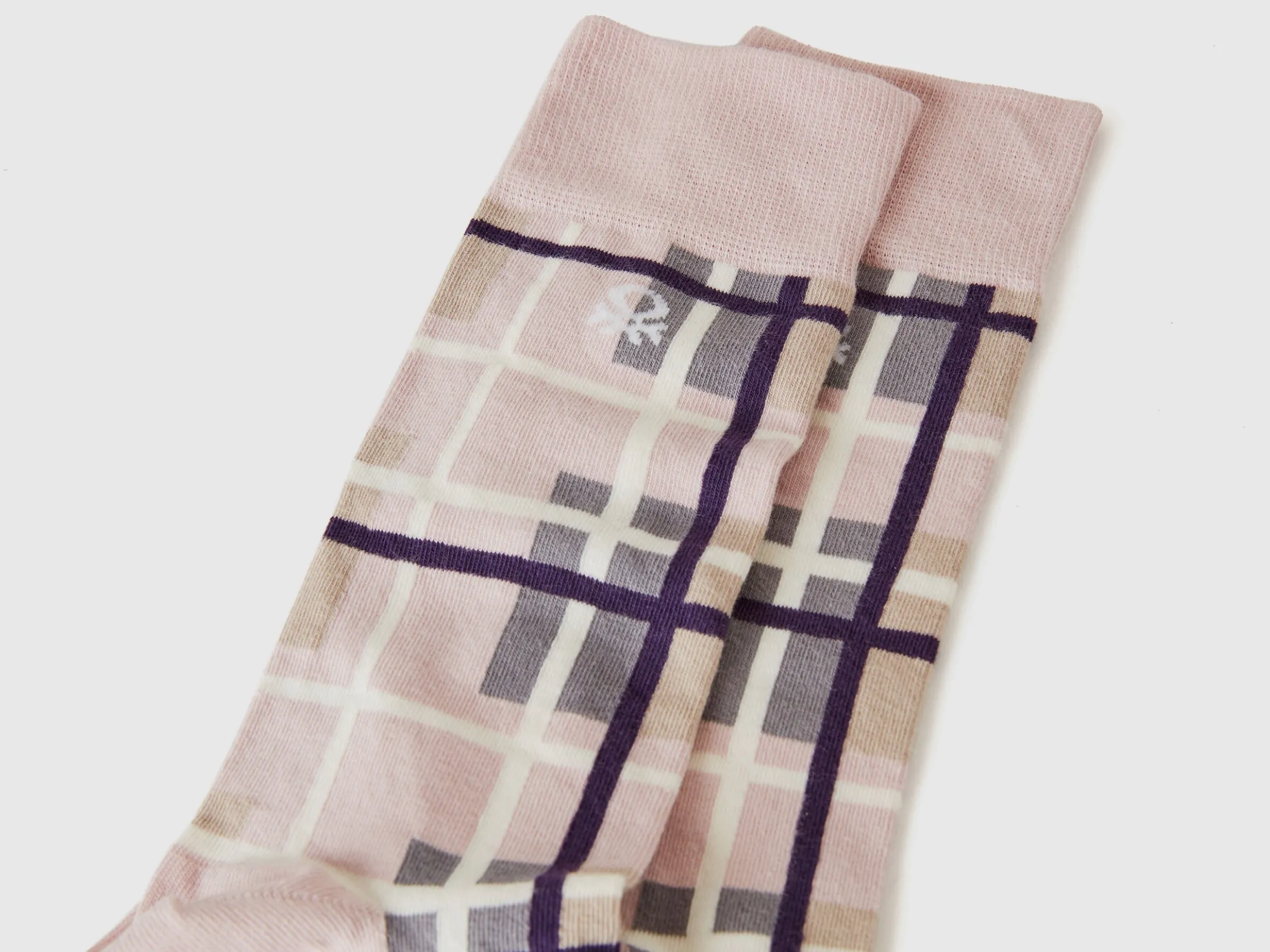 Long pink tartan socks