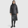 Long puffer jacket with recycled down