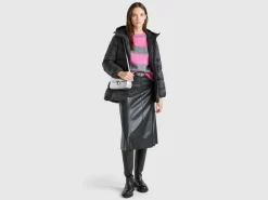 Long puffer jacket with recycled down
