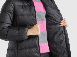 Long puffer jacket with recycled down