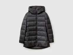 Long puffer jacket with recycled down