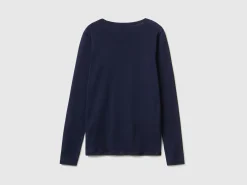 Long sleeve dark blue t-shirt in 100% cotton