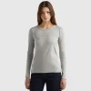 Long sleeve gray t-shirt in 100% cotton